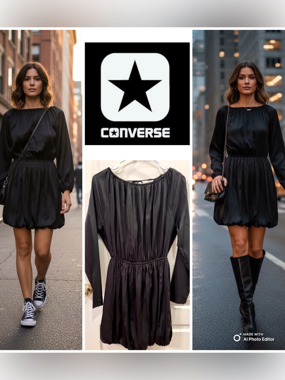Converse Black Long-Sleeve Mini Dress